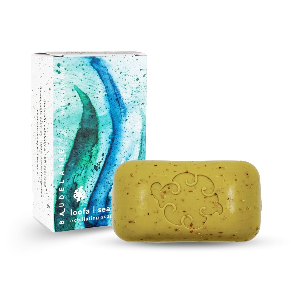 Baudelaire Exfoliating Soap, Sea Loofa Bath Soap, Natural Soap, Triple Milled with 100% Natural Fragrance, 2% Seaweed and Sustainable Palm Oil