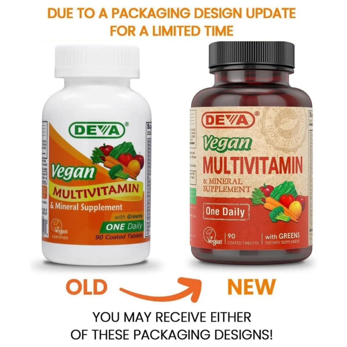 Deva Vegan Multivitamin & Mineral Supplement – Once-Per-Day, High-Potency, 90 Coated Tablets