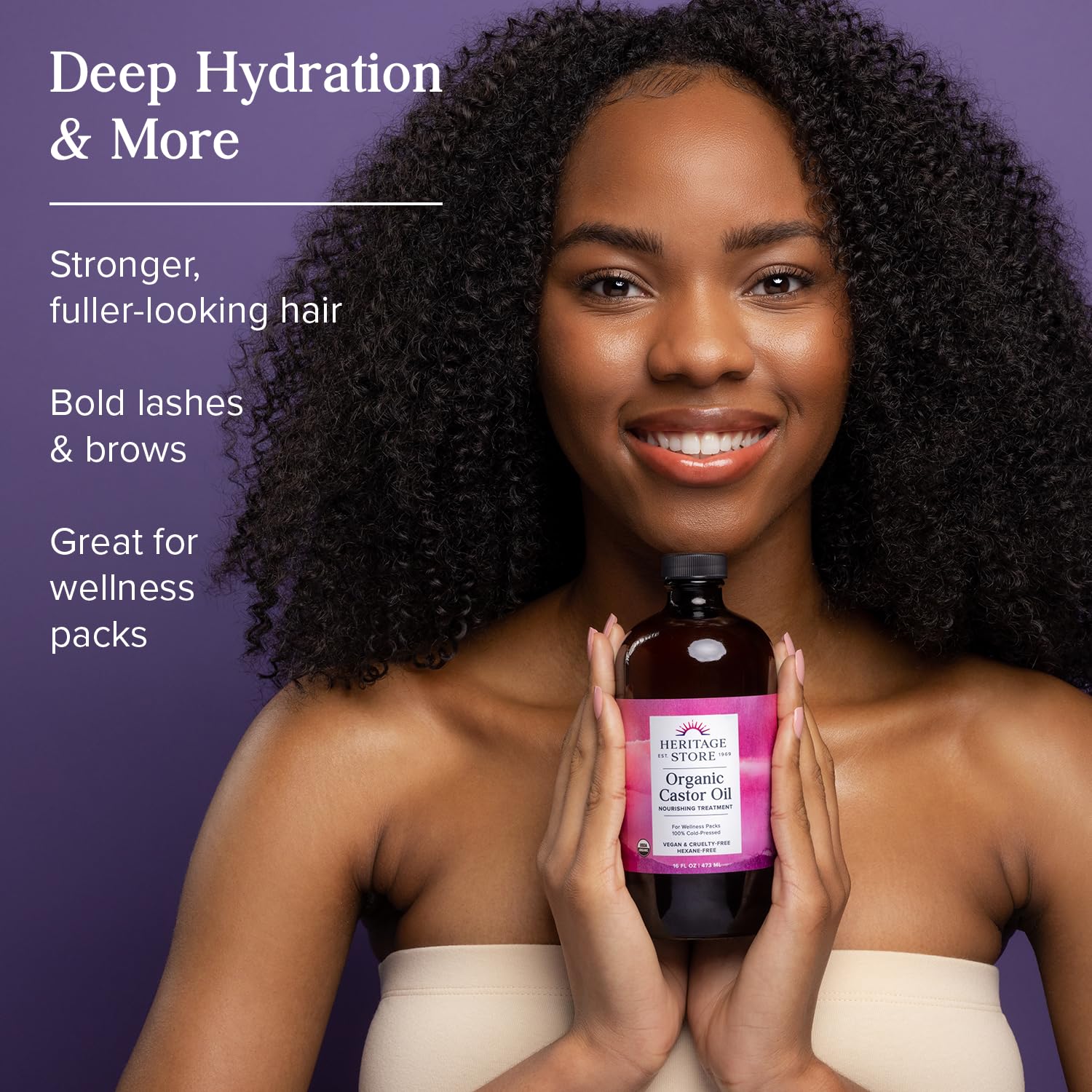 Heritage Store Organic Castor Oil | Hair & Skin Nourishing Treatment | Glass Bottle