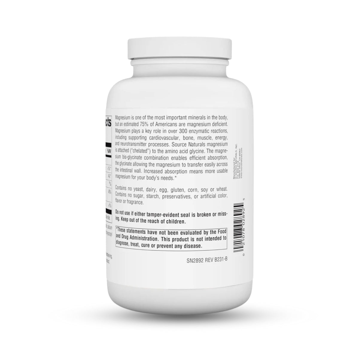Source Naturals Magnesium Glycinate 200 mg – 180 Tablets